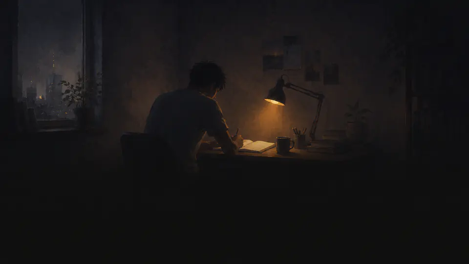 Writing by lamplight